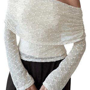 Elegant Off-Shoulder White Sweater